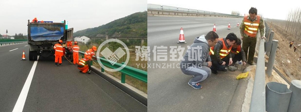 高速攔水帶施工中,瀝青砂攔水帶機(jī)